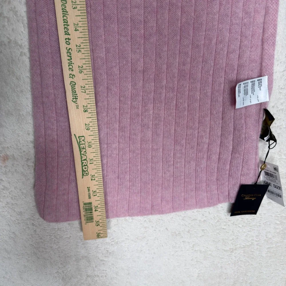 Charter Club Luxury 100% Cashmere Scarf Pink Ribbed Knit Winter Wrap NWT Soft